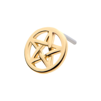 Invictus 14Kt Gold Threadless with Pentagram Top