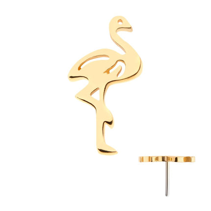 Invictus 14Kt Yellow Gold Threadless with Flamingo Top