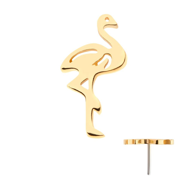 Invictus 14Kt Yellow Gold Threadless with Flamingo Top