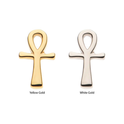 Invictus 14Kt Gold Threadless with Ankh Egyptian Cross Top