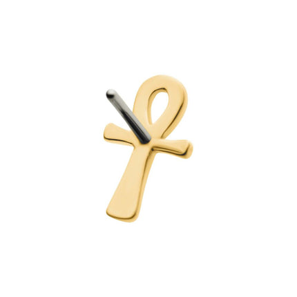 Invictus 14Kt Gold Threadless with Ankh Egyptian Cross Top