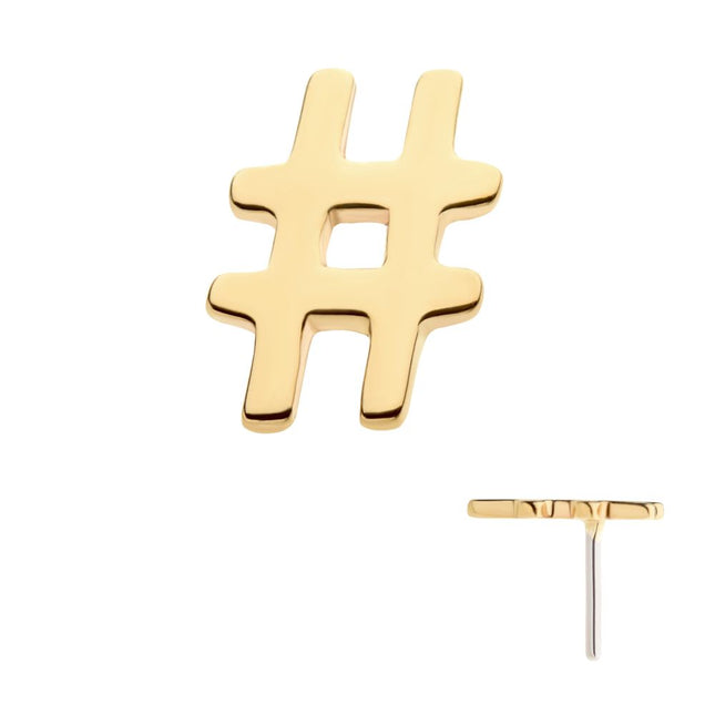 Invictus 14Kt Gold Threadless with Hashtag Symbol Top