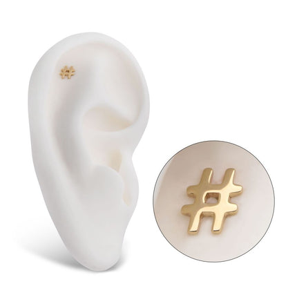 Invictus 14Kt Gold Threadless with Hashtag Symbol Top