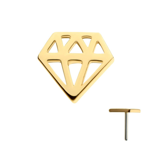 Invictus 14Kt Gold Threadless with Diamond Symbol Top