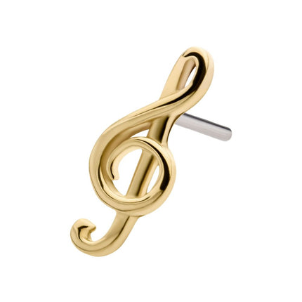 Invictus 14Kt Yellow Gold Threadless with G Clef Musical Symbol Top