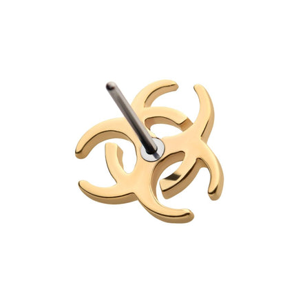 Invictus 14Kt Yellow Gold Threadless with Biohazard Symbol Top