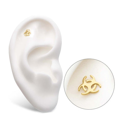 Invictus 14Kt Yellow Gold Threadless with Biohazard Symbol Top