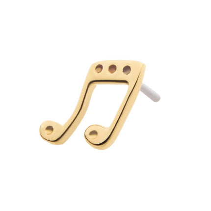 Invictus 14Kt Yellow Gold Threadless with Music Two Eighth Notes Connected with a Beam Top