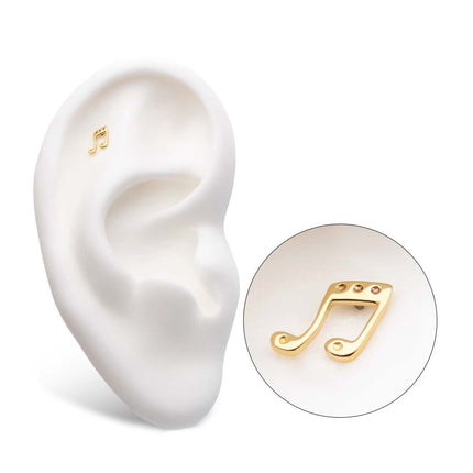 Invictus 14Kt Yellow Gold Threadless with Music Two Eighth Notes Connected with a Beam Top