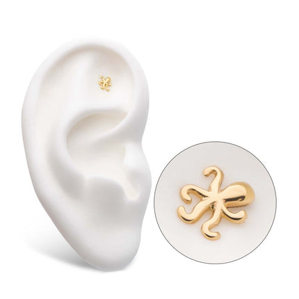 Invictus 14Kt Yellow Gold Threadless with Octopus Top