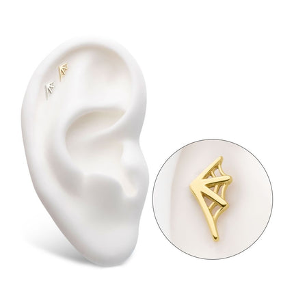 Invictus 14Kt Gold Threadless Spiderweb Top (Right Ear)