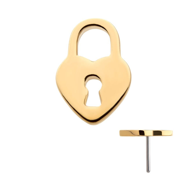 Invictus 14Kt Yellow Gold Threadless with Heart Shaped Lock Top