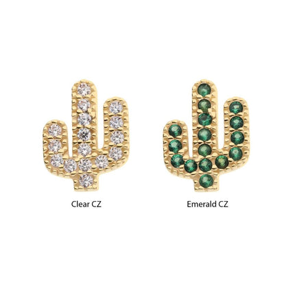 Invictus 14Kt Yellow Gold Threadless CZ Cactus Top