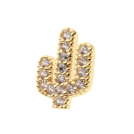 Invictus 14Kt Yellow Gold Threadless CZ Cactus Top