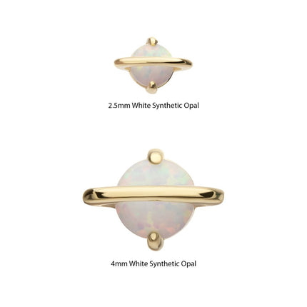 Invictus 14kt Yellow Gold Threadless Planet Top with Prong Set White Opal