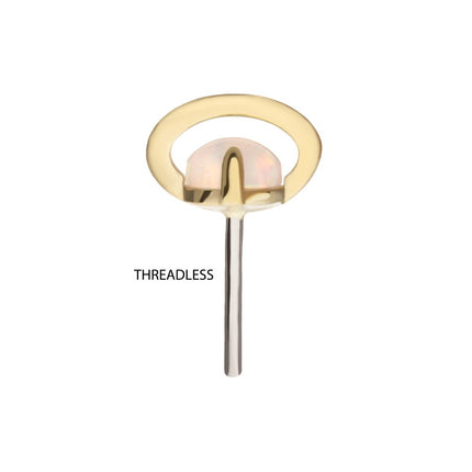 Invictus 14kt Yellow Gold Threadless Planet Top with Prong Set White Opal