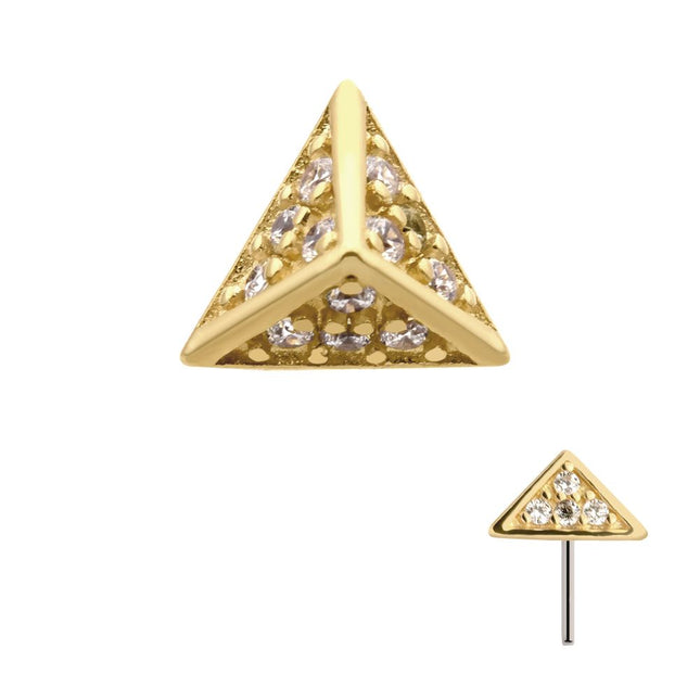 Invictus 14Kt Yellow Gold Threadless with Prong Set CZ Short Pyramid Top