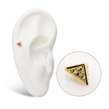 Invictus 14Kt Yellow Gold Threadless with Prong Set CZ Short Pyramid Top