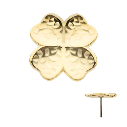 Invictus 14Kt Yellow Gold Threadless Hammered Clover Top