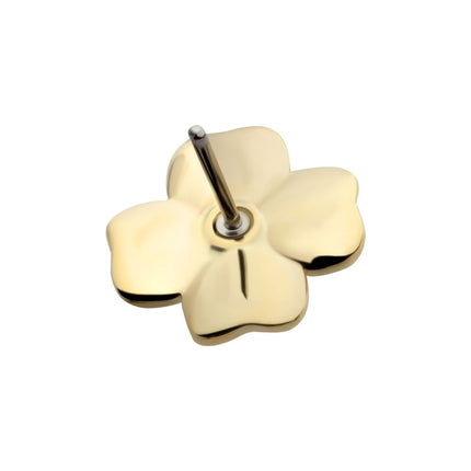 Invictus 14Kt Yellow Gold Threadless Hammered Clover Top