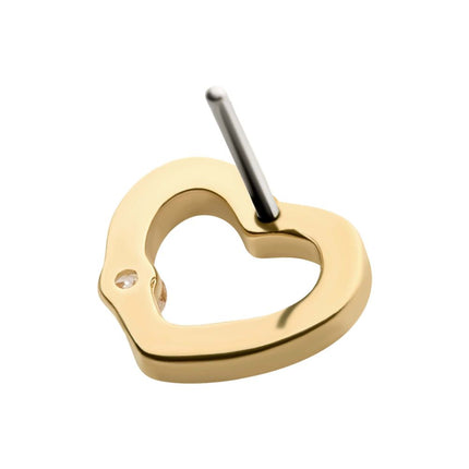Invictus 14Kt Yellow Gold Threadless Bezel Set Round Gem Cut Out Heart Top