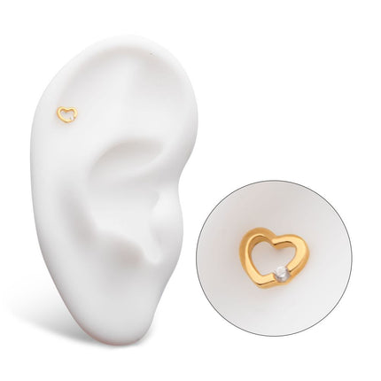 Invictus 14Kt Yellow Gold Threadless Bezel Set Round Gem Cut Out Heart Top