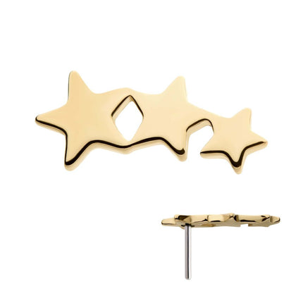 Invictus 14Kt Yellow Gold Threadless with 3-Cluster Star Top
