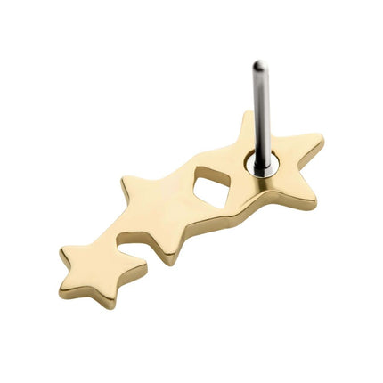Invictus 14Kt Yellow Gold Threadless with 3-Cluster Star Top