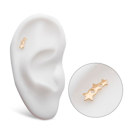 Invictus 14Kt Yellow Gold Threadless with 3-Cluster Star Top