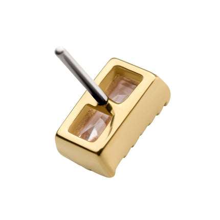 Invictus 14Kt Yellow Gold Threadless with Baguette CZ Rectangular Top