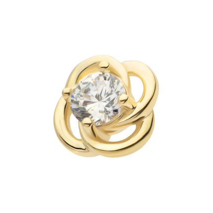 Invictus 14Kt Yellow Gold Threadless Prong Set Round CZ Gem Swirl Top