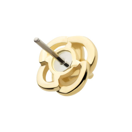 Invictus 14Kt Yellow Gold Threadless Prong Set Round CZ Gem Swirl Top