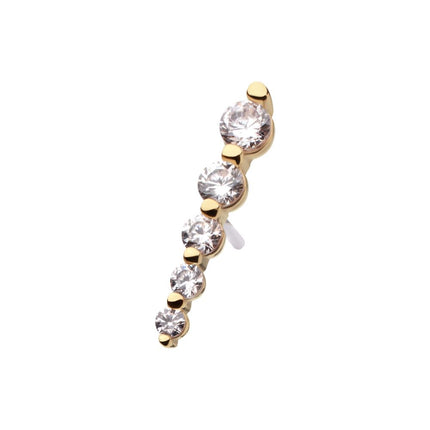 Invictus 14Kt Yellow Gold Threadless Graduated Prong Set Round Gem 5-Cluster Top
