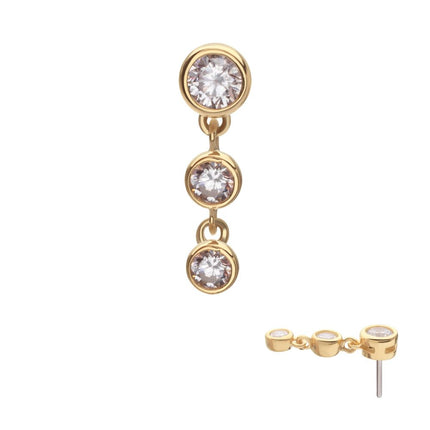 Invictus 14Kt Yellow Gold Threadless Bezel Set Round Gem Top with Floating Double Gem