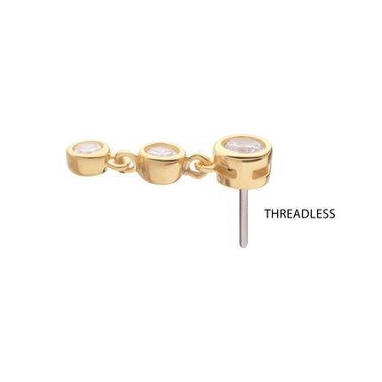 Invictus 14Kt Yellow Gold Threadless Bezel Set Round Gem Top with Floating Double Gem