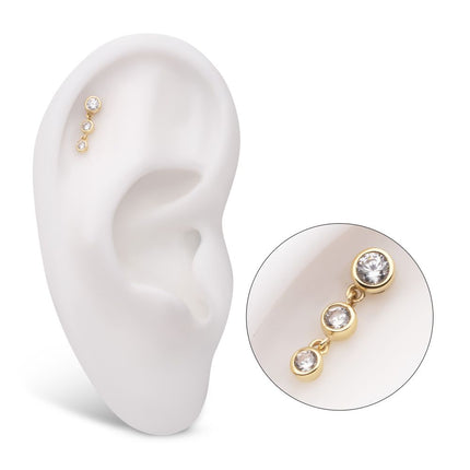 Invictus 14Kt Yellow Gold Threadless Bezel Set Round Gem Top with Floating Double Gem