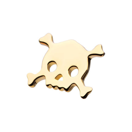 Invictus 14Kt Yellow Gold Threadless Polished Finish Skulls and Crossbones Top