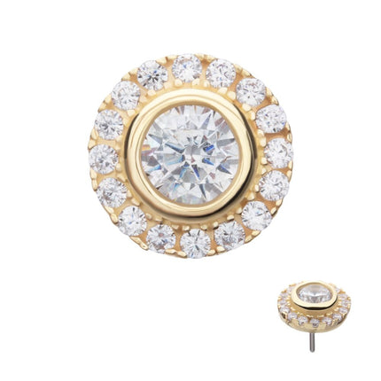 Invictus 14Kt Yellow Gold Threadless Multigem Halo Top