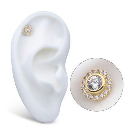 Invictus 14Kt Yellow Gold Threadless Multigem Halo Top