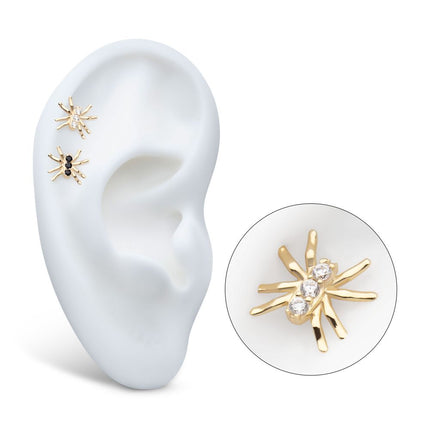 Invictus 14kt Yellow Gold Threadless Prong Set 3-Round Gem Spider Top