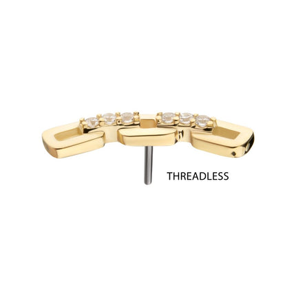 Invictus 14Kt Yellow Gold Threadless Prong Set Round Gem Curved Chain Link Top