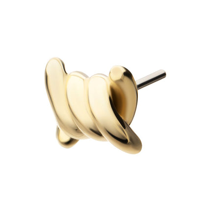 Invictus 14Kt Yellow Gold Threadless Barbed Wire Knot Top