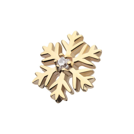 Invictus 14Kt Gold Threadless 6-Prong Round Gem Snowflake Top