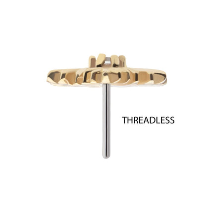 Invictus 14Kt Gold Threadless 6-Prong Round Gem Snowflake Top