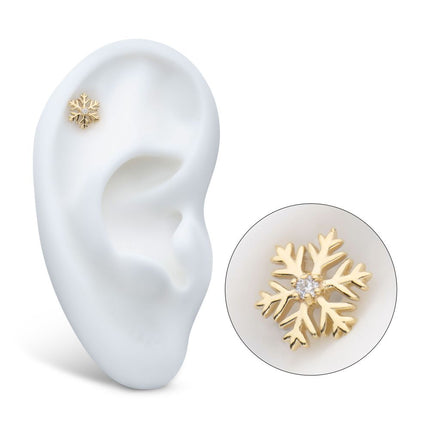 Invictus 14Kt Gold Threadless 6-Prong Round Gem Snowflake Top