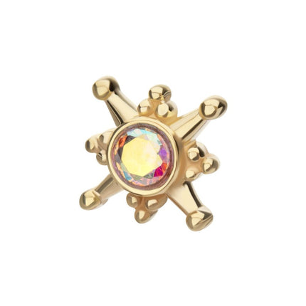Invictus 14Kt Yellow Gold Threadless Bezel Set Gem North Star Top