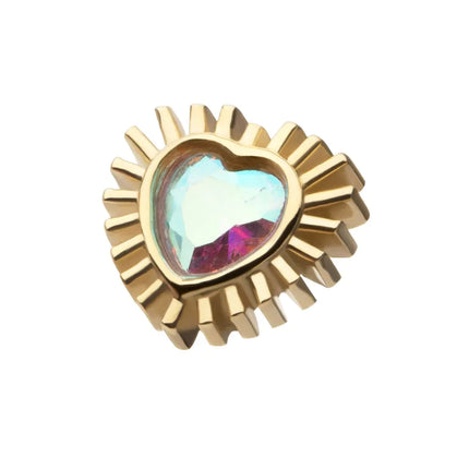 Invictus 14Kt Yellow Gold Threadless Bezel Set Gem Heart Beam Top