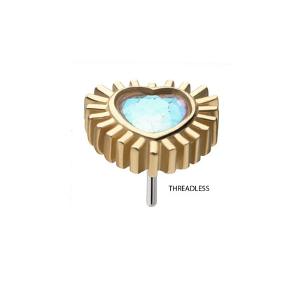 Invictus 14Kt Yellow Gold Threadless Bezel Set Gem Heart Beam Top