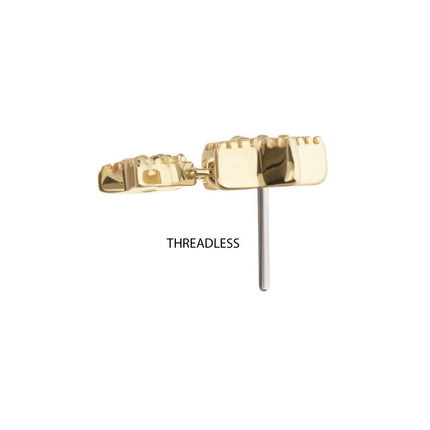 Invictus 14Kt Yellow Gold Threadless Milgrain Edge Double Star Dangle Top with Prong Set Gem