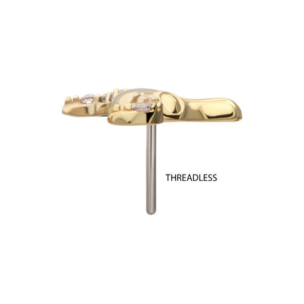 Invictus 14Kt Yellow Gold Threadless 2D Steer Head Top with Prong Set Gem